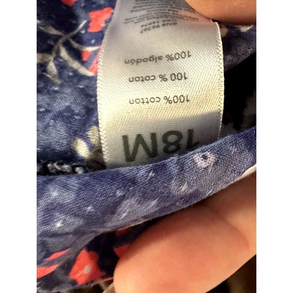 OshKosh Bgosh Baby Girl Floral Blouse Navy Pink Wildflower Cotton Top 18M